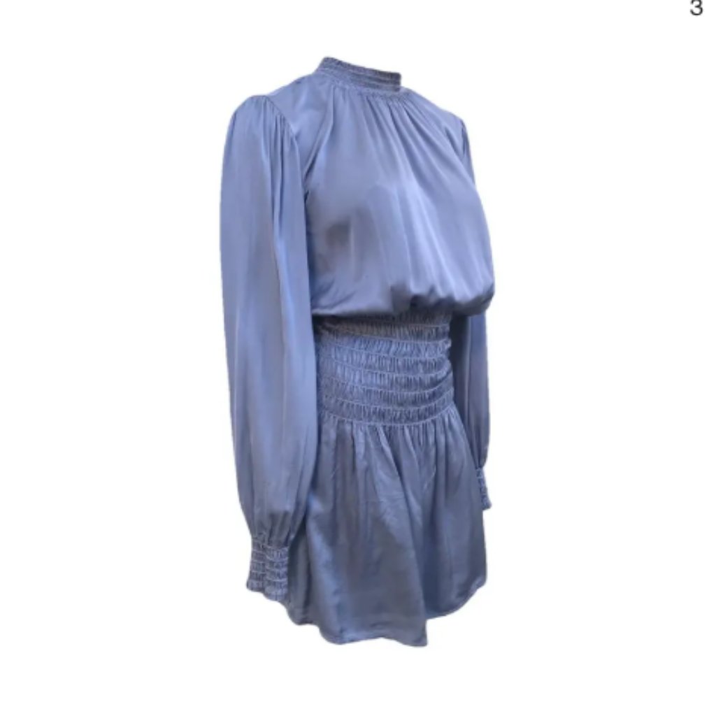 Bella Dahl Smocked Mini Dress Steel Blue Size S Nwt